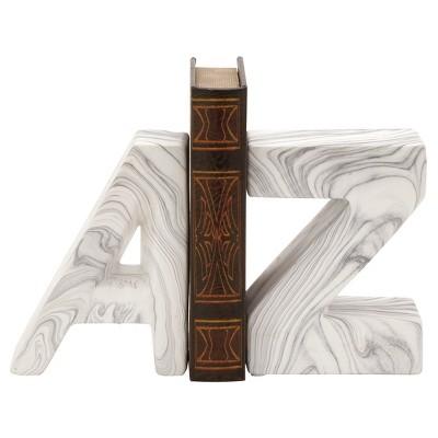 New Traditional Ceramic Marble-Finish A and Z bookends (8") 2ct - Olivia & May