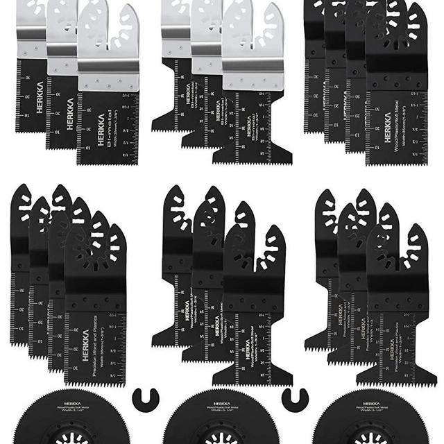 HERKKA 23 Metal Wood Oscillating Multitool Quick Release Saw Blades Compatible with Fein Multimaster Porter Cable Black & Decker Bosch Dremel Craftsman Ridgid Ryobi Makita Milwaukee Dewalt Rockwell