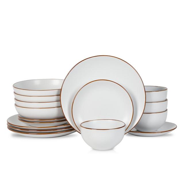 Stone Lain Brasa 16-Piece Stoneware Dinnerware Set, Service for 4, White