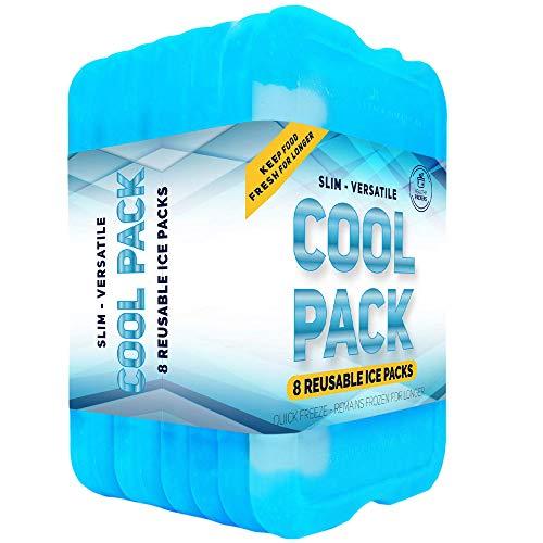 Healthy Packers Ice Pack for Lunch Box - Freezer Packs - Original Cool Pack | Slim & Long-Lasting Ice Packs for Your Lunch or Cooler Bag (Set of 8)