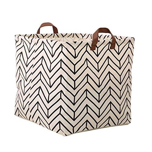 Square Canvas Toy Storage Bins Basket with Handle Collapsible Toy Organizer for Nursery Storage, Kid's Toy & Laundry, Gift Baskets (Geometric)