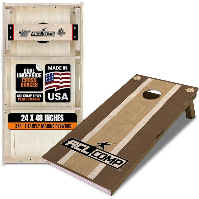 Titan Bags Professional Cornhole Board - ACL COMP Approved Solid Wood Cornhole Board Set w/Built-in Handles for Adults & Family - Portable Outdoor Sports Set for Corn Hole Games