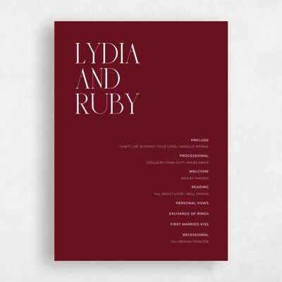Dark Burgundy, Red Wedding Program - Amberley