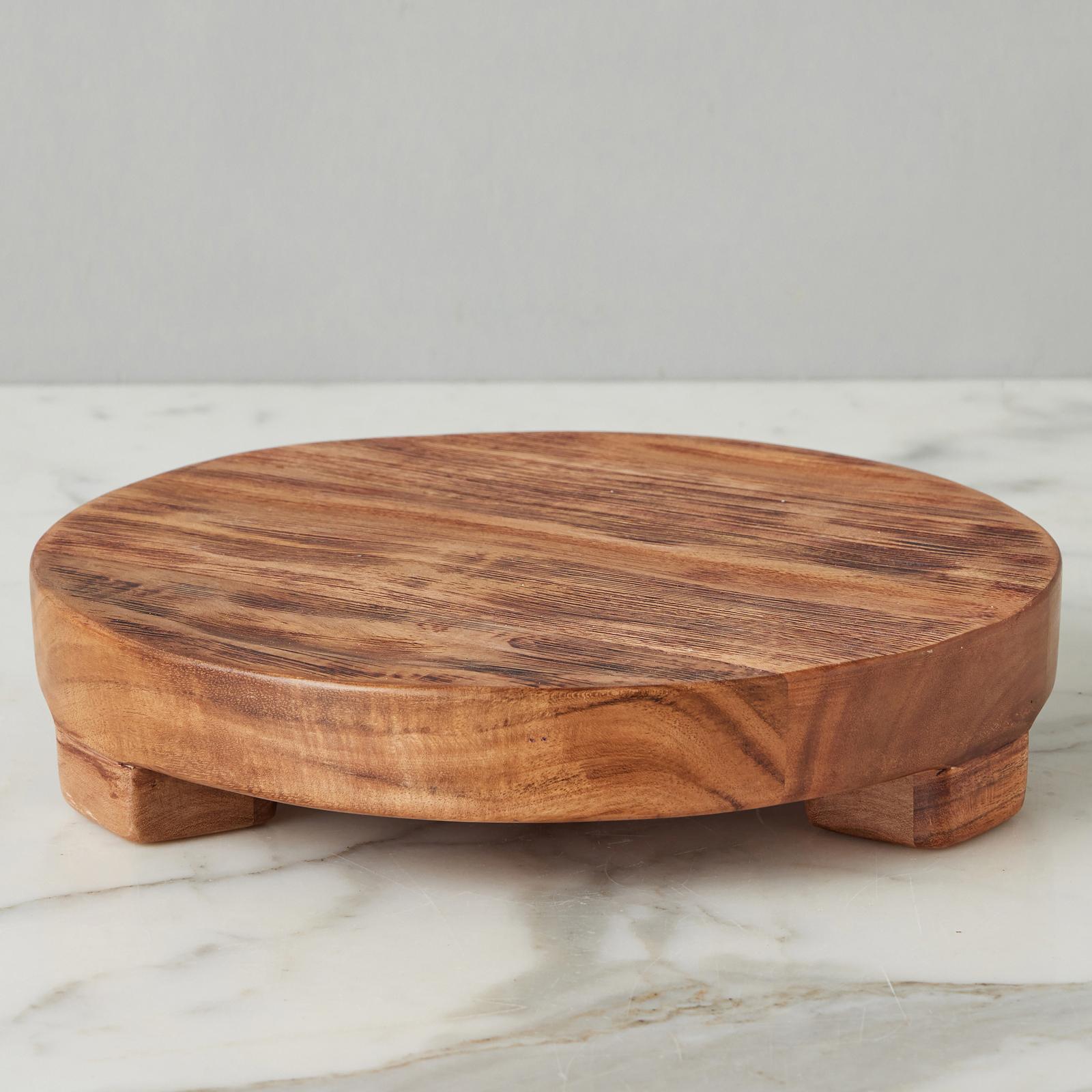 etuHOME Classic Small Round Reclaimed Wood Trivet - Thumbnail 2