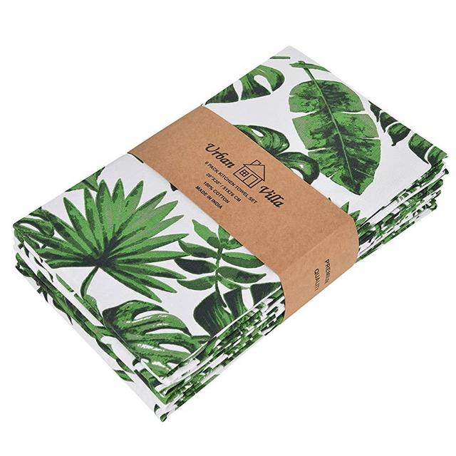 Urban Villa Kitchen Towels,Tropical Print Multi Color, Premium Quality,100% Cotton Dish Towels,Mitered Corners,(Size: 20X30 Inch), Highly Absorbent Bar Towels & Tea Towels - (Set of 6)