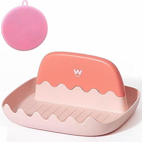 Spoon Rest Holder for Kitchen Utensils, Cooking Spatula Holders for Counter Stove, Heat Resistant Utensil Rests for Spoons, Pot Lid, Ladle, Tongs, Grill Accessories. Silicone Scrubber as Gifts. (Red)