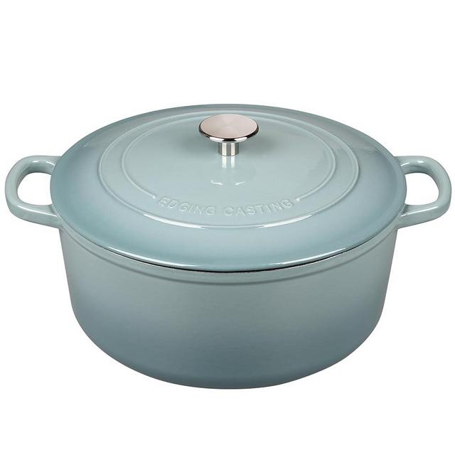 EDGING CASTING Enameled Dutch Ovens Cast Iron Dutch Oven Pot with Lid for Bread Baking, Cook, Dual Handle, 7 Quart, Seasalt