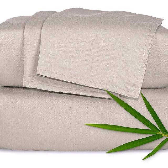 King Sheets by Pure Bamboo, Genuine 100% Organic Viscose Derived from Bamboo Bed Sheet Set, Luxuriously Soft & Cooling, Double Stitching, Lifetime Quality Promise (King, Taupe)