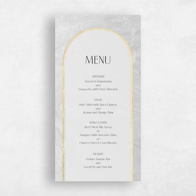 Stone Gray, Grey Wedding Menu - Dorado Foil