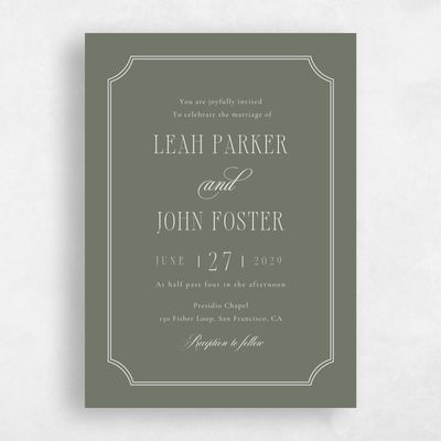 Dark Sage, Green Wedding Invitation - Dermot Classic