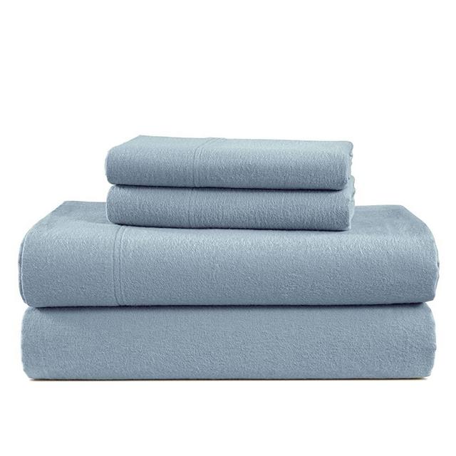 100% Cotton Flannel Sheets Set - Queen Flannel Sheets, 4-Piece Bed Sheets - Lightweight Bedding, Brushed for Extra Softness, Warm and Cozy, 15" Deep Pocket (Fits Upto 17" Mattress) - French Blue