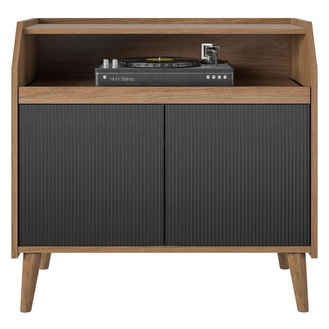 Magnolia Record Stand Walnut/Black - Novogratz