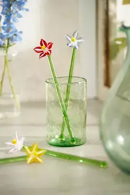 Flower Cocktail Stirrers, Set of 4