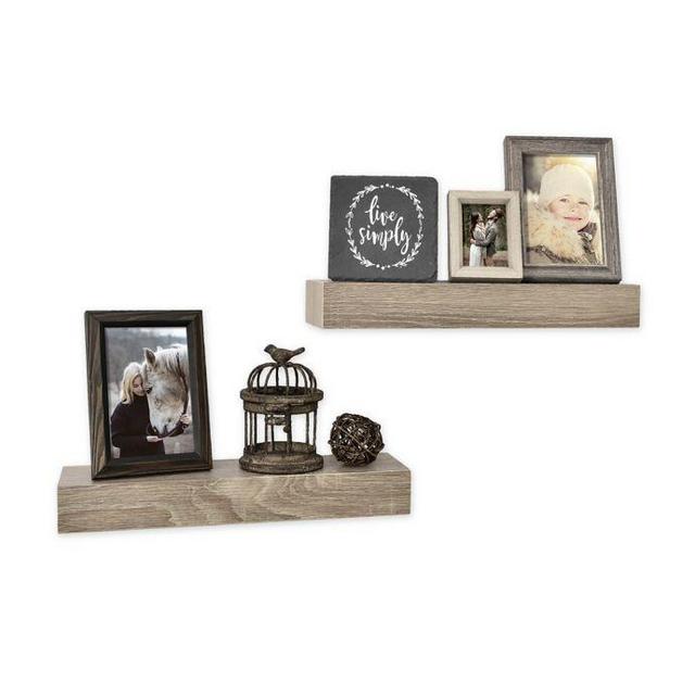 Wall Solutions 2-Piece 15-Inch Rustic Wood Ledge Set