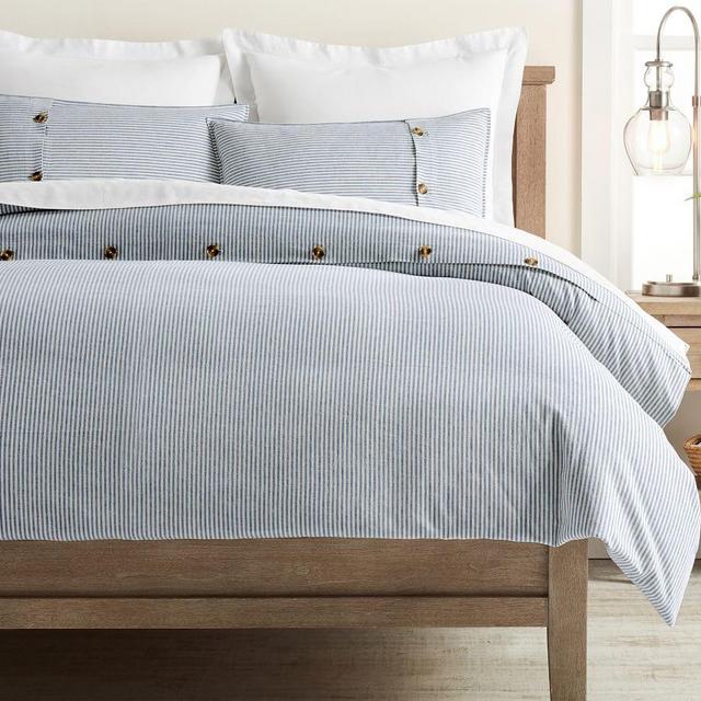 Chambray Wheaton Striped Linen/Cotton Duvet Cover, King/Cal. King