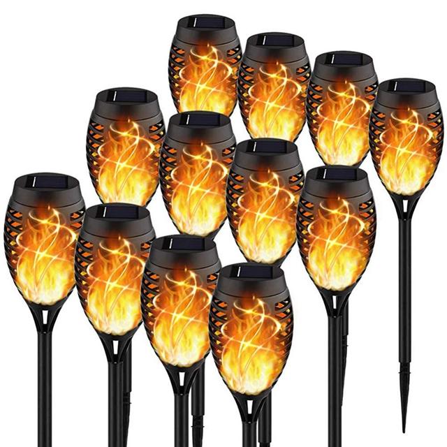 【Upgraded 12Pack Torches】Solar Lights Outdoor, 12LED Solar Torch Lights with Dancing Flickering Flames, Waterproof Landscape Decoration Flame Lights for Garden Pathway Yard-Auto On/Off Dusk to Dawn