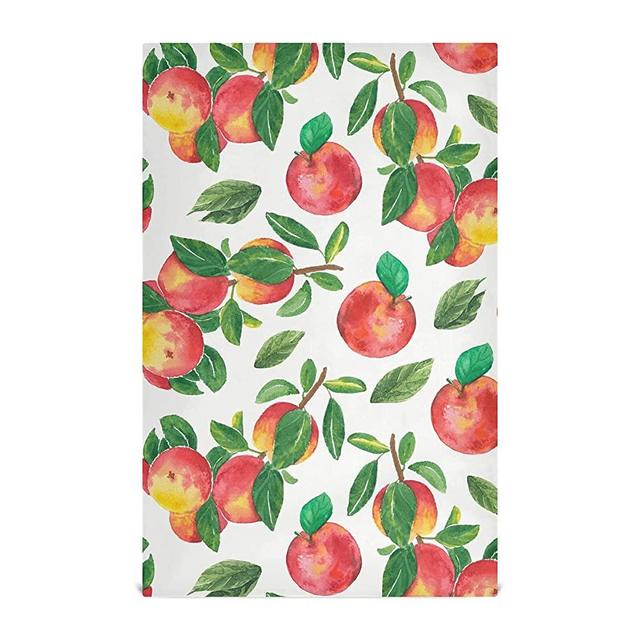 Krafig Watercolor Apples Kitchen Towels Dish Towels Dish Cloths 28 x 18 Inch 1 Pcs - Soft Absorbent Reusable Tea Bar Towel Cloth for Home Decor