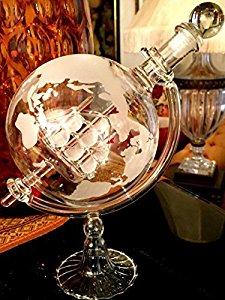 Wine Savant Whisky & Wine Sail Ship Etched Globe Spirits Decanter