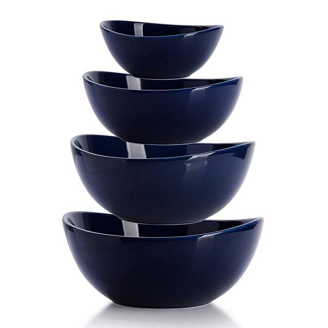 Sweese 105.403 Porcelain Bowls 10-18-28-42 Ounce Various Size Bowl Set - Set of 4, Navy