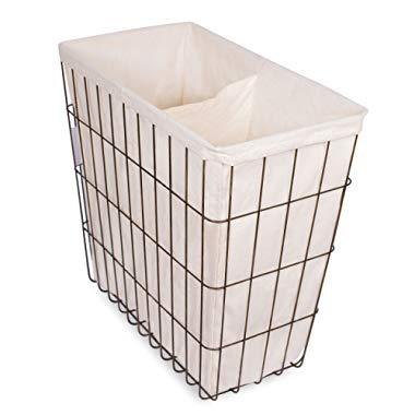 BIRDROCK HOME Wire Double Laundry Hamper with Liner - Modern Age - Removable Liner - Easily Transport Laundry - Decorative - Rustic Metal Frame - 2 Compartments