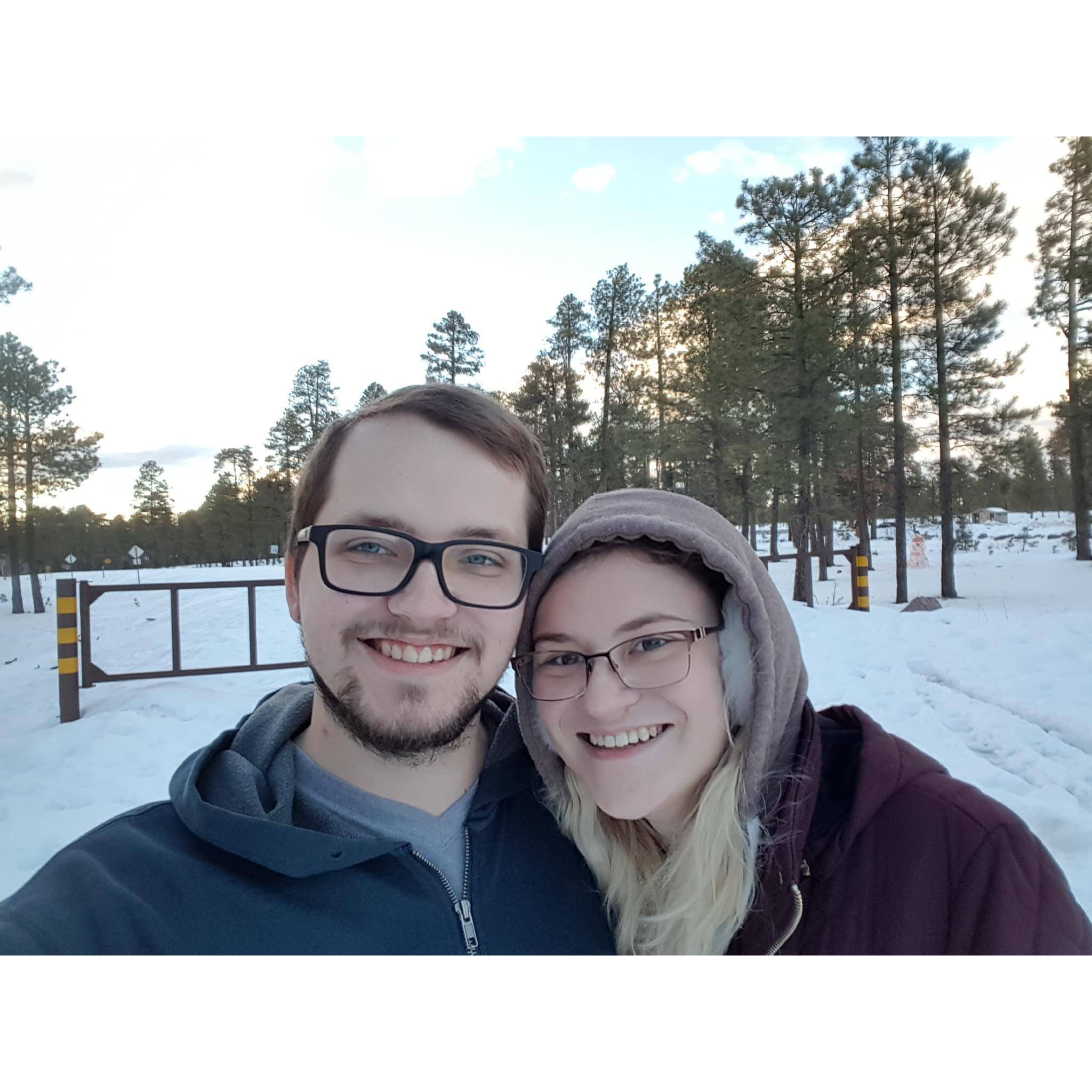 Our FIRST DATE!! We drove up north to see snow.