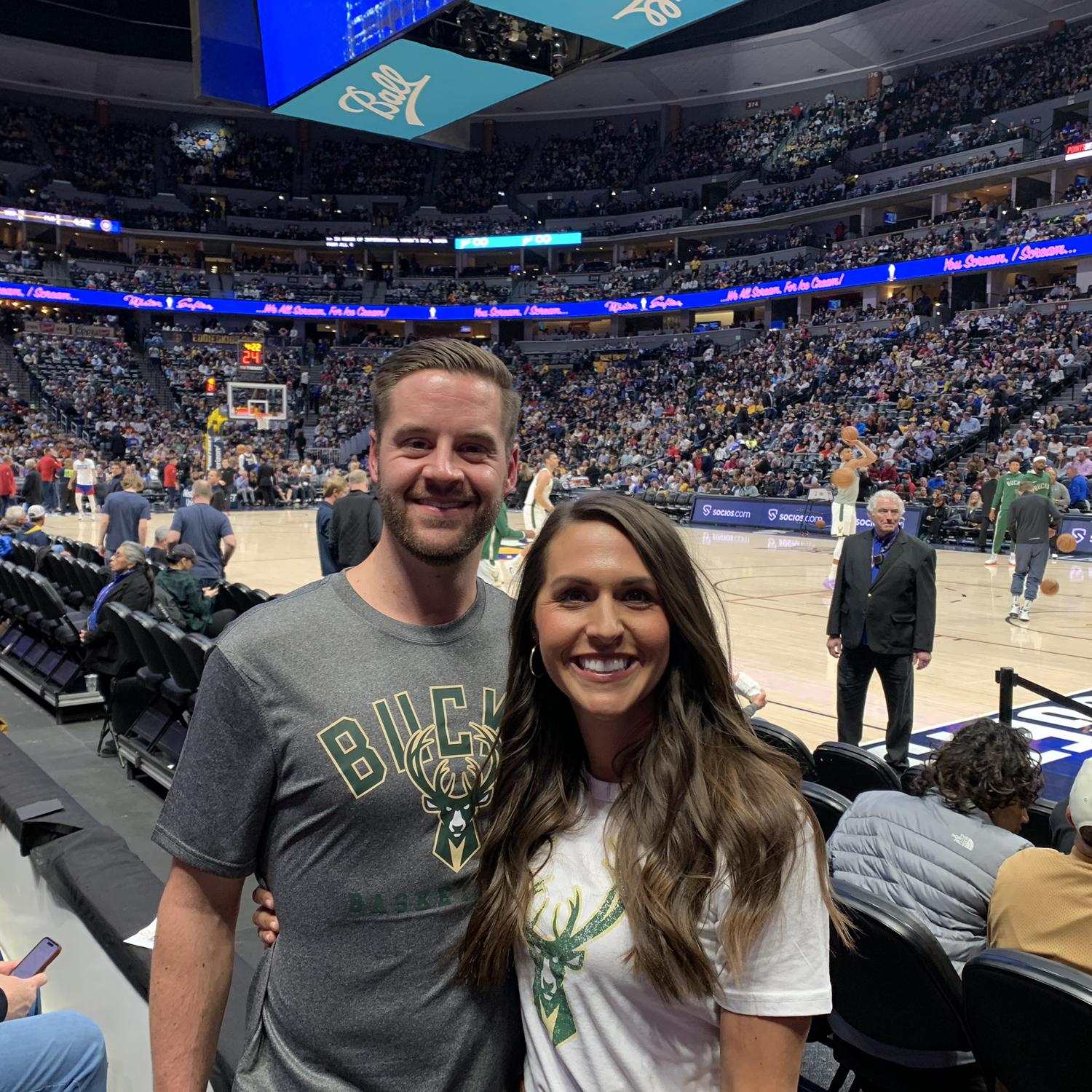 3/25/23 - Abby’s Christmas present to Mike - Row 1 for the Bucs at Nuggets basketball game.