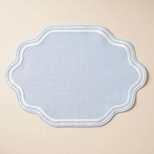 Madeline Embroidered Cotton Placemat - Hydrangea
