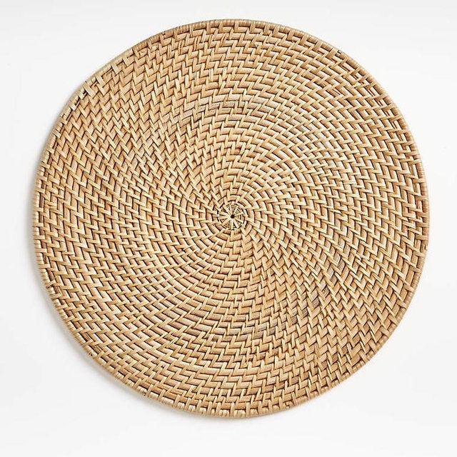 Crate & Barrel | Artesia Round Natural Woven Rattan Placemat