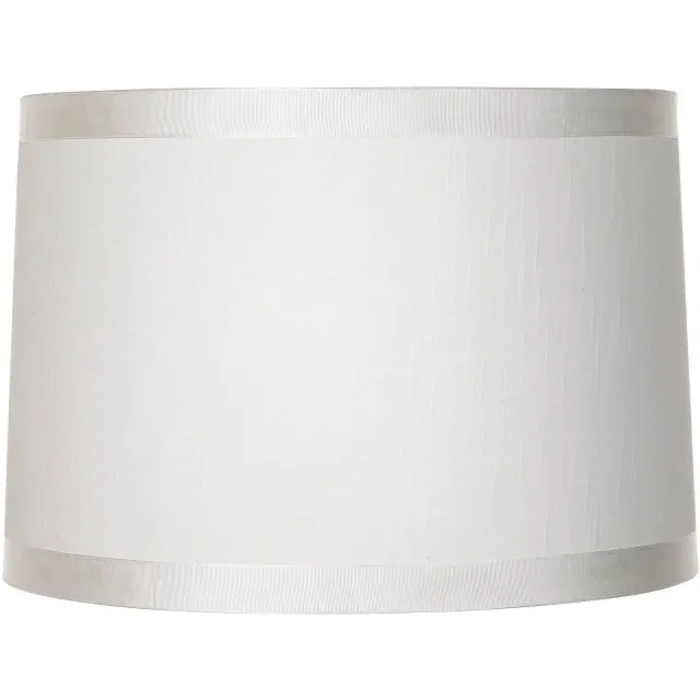 Springcrest White Fabric Medium Drum Lamp Shade 15" Top x 16" Bottom x 11" High Replacement with Harp and Finial
