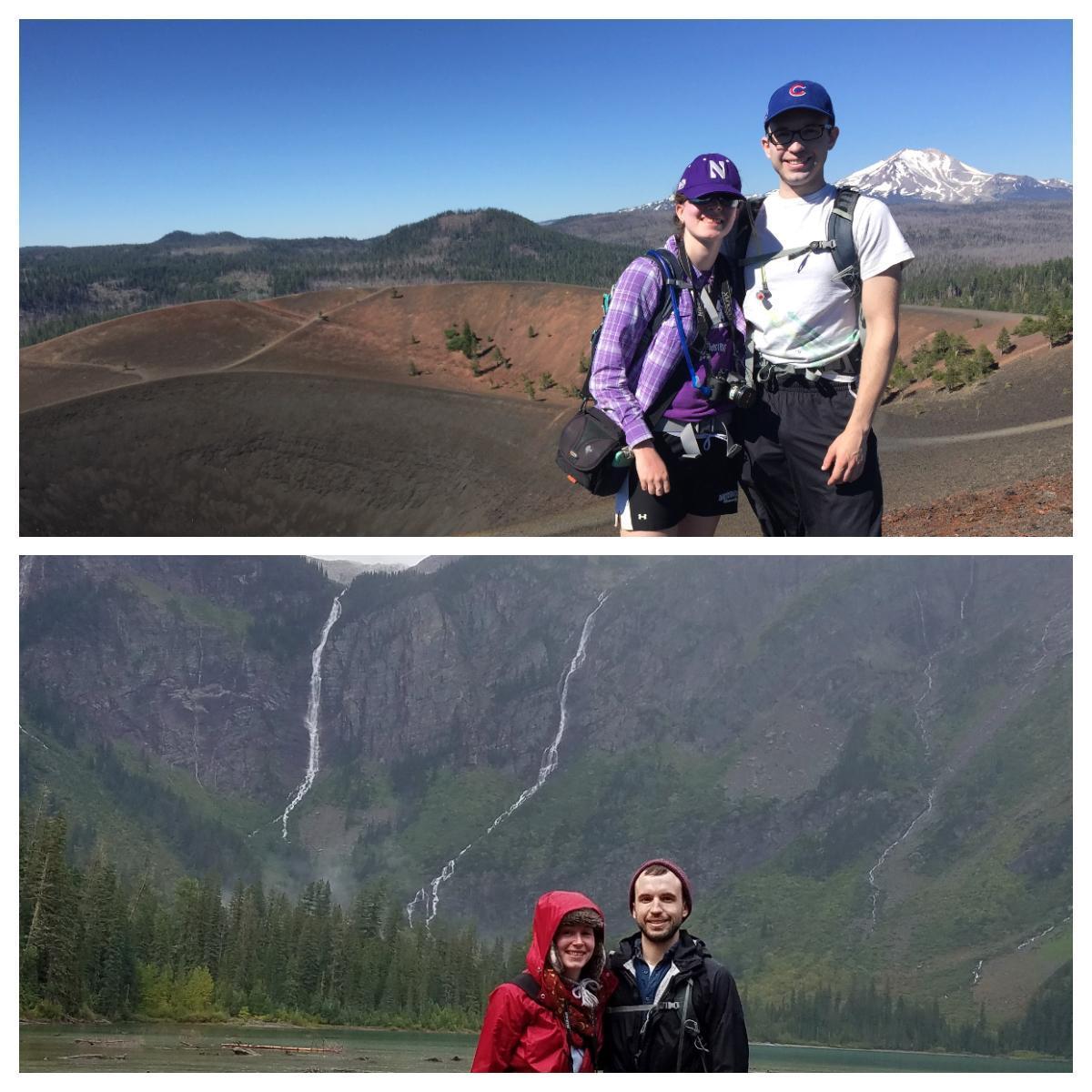 Top: Hiking in Lassen Volcanic National Park 2017
Bottom: Hiking in Glacier National Park 2016