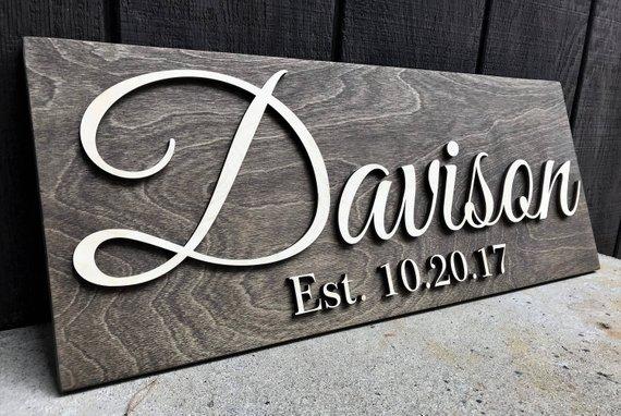 Custom Wood Sign Personalized Wedding Gift Last Name Established Sign Family Name Sign Anniversary Gift Wooden Sign Wedding Sign Couple Gift
