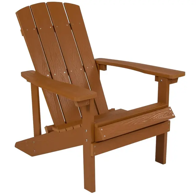 Emma and Oliver Outdoor Teak All-Weather Poly Resin Wood Adirondack Chair