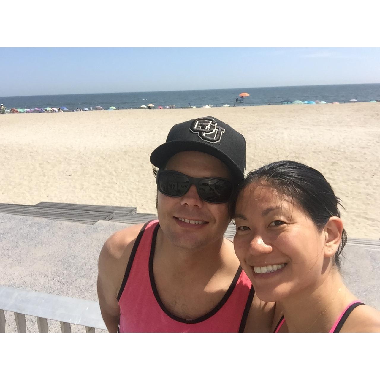 The day Janet had the great idea to bike from Manhattan to the Rockaways. (She tried to back out.) This was the first smile from her after biking in 20 miles on literally the hottest day of the year.