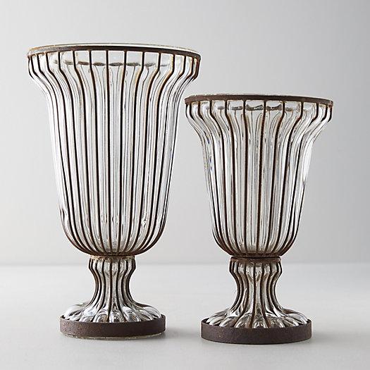 Fluted Glass Iron Vase, Medium