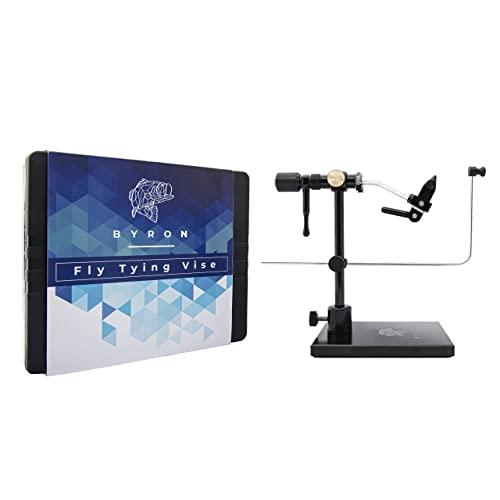 Byron Rotary Fly Tying Vise with Brass Screw and Portable Travel Case - Well Made and Easy to Use Fly Tying Vise - A Rotary Fly Tying Tool with Pedestal Base, Brass Screw and a Case for Travelers