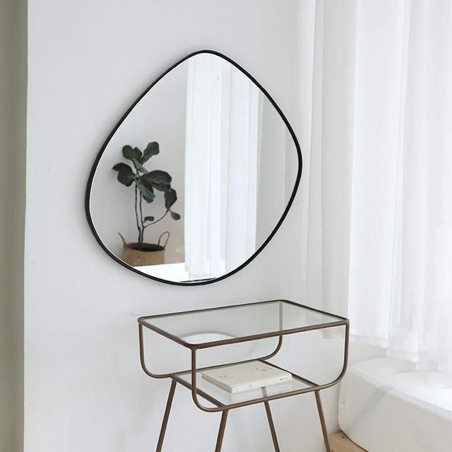 BIKARSOUL Irregular Wall Mirror Iron Mat Black Framed Wall Mirror for Living Room Bedroom Bathroom Entryway Wall Decor 35.4" 36.6"