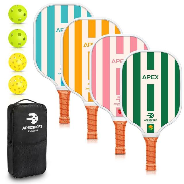 Pickleball Paddles Set of 2/4, USAPA Approved Lightweight Fiberglass Pickleball Set with 4 Pickleballs, 1 Pickleball Sling Bag, Pickleball Gifts for Women Men Beginners & Professional