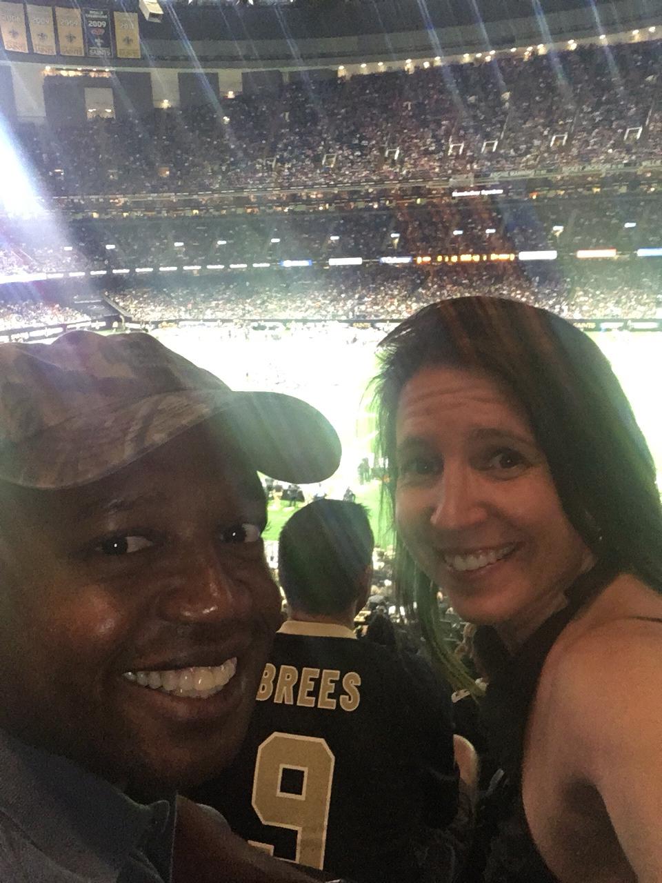Jamie and Zeke at a Saints game. We are pretty similarly matched at tolerating but not loving spectator sports.
