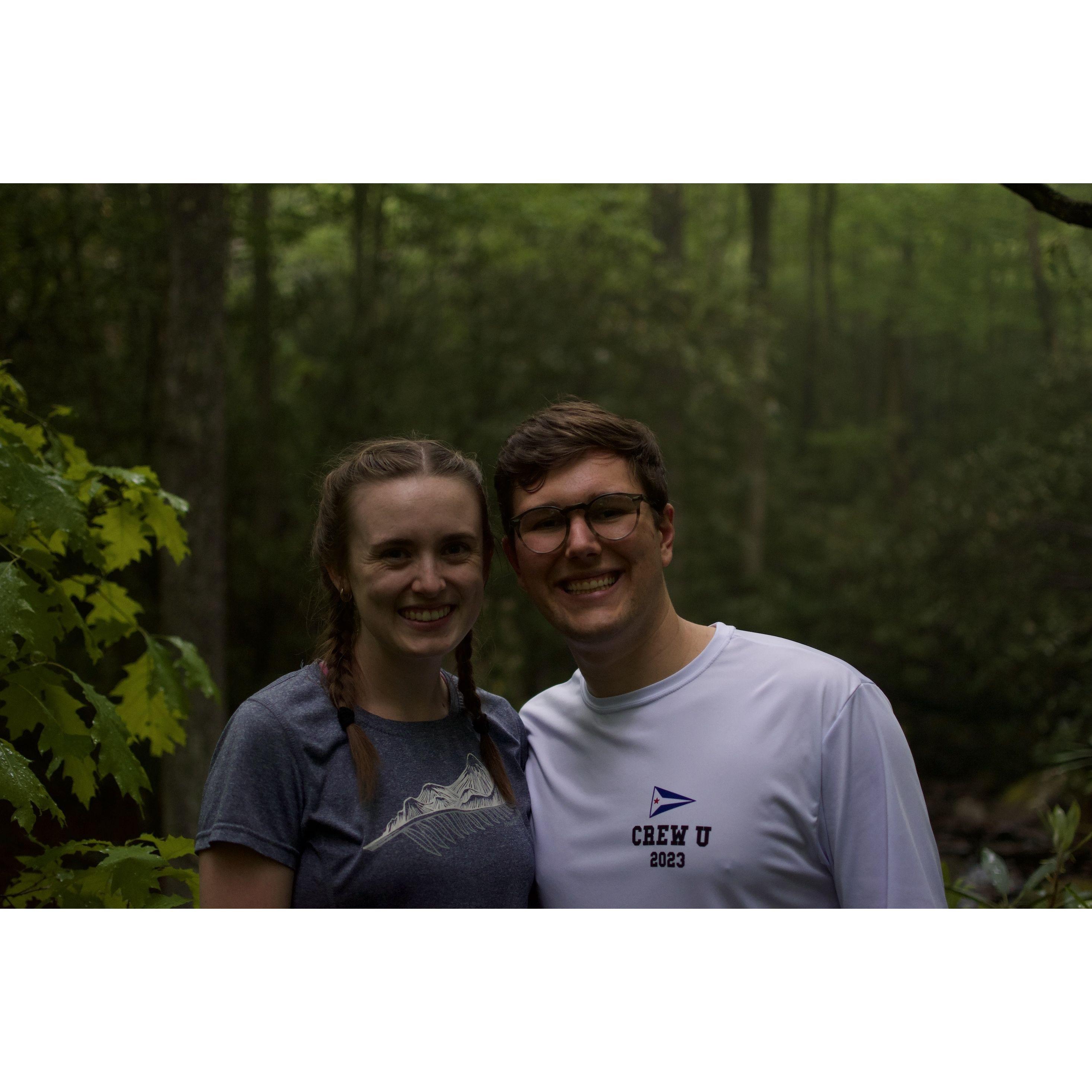 Taking a hike during trip to Montreat, NC with Kate's family.