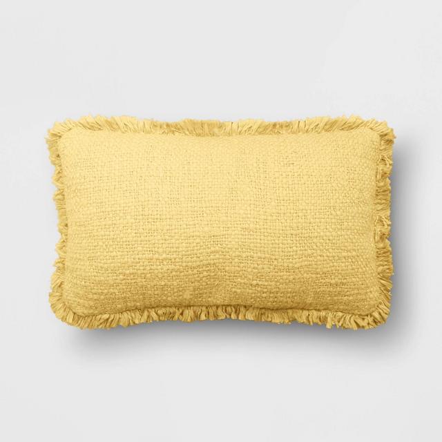 14"x24" Oversize Lumbar Throw Pillow with Fringe Yellow - Threshold™