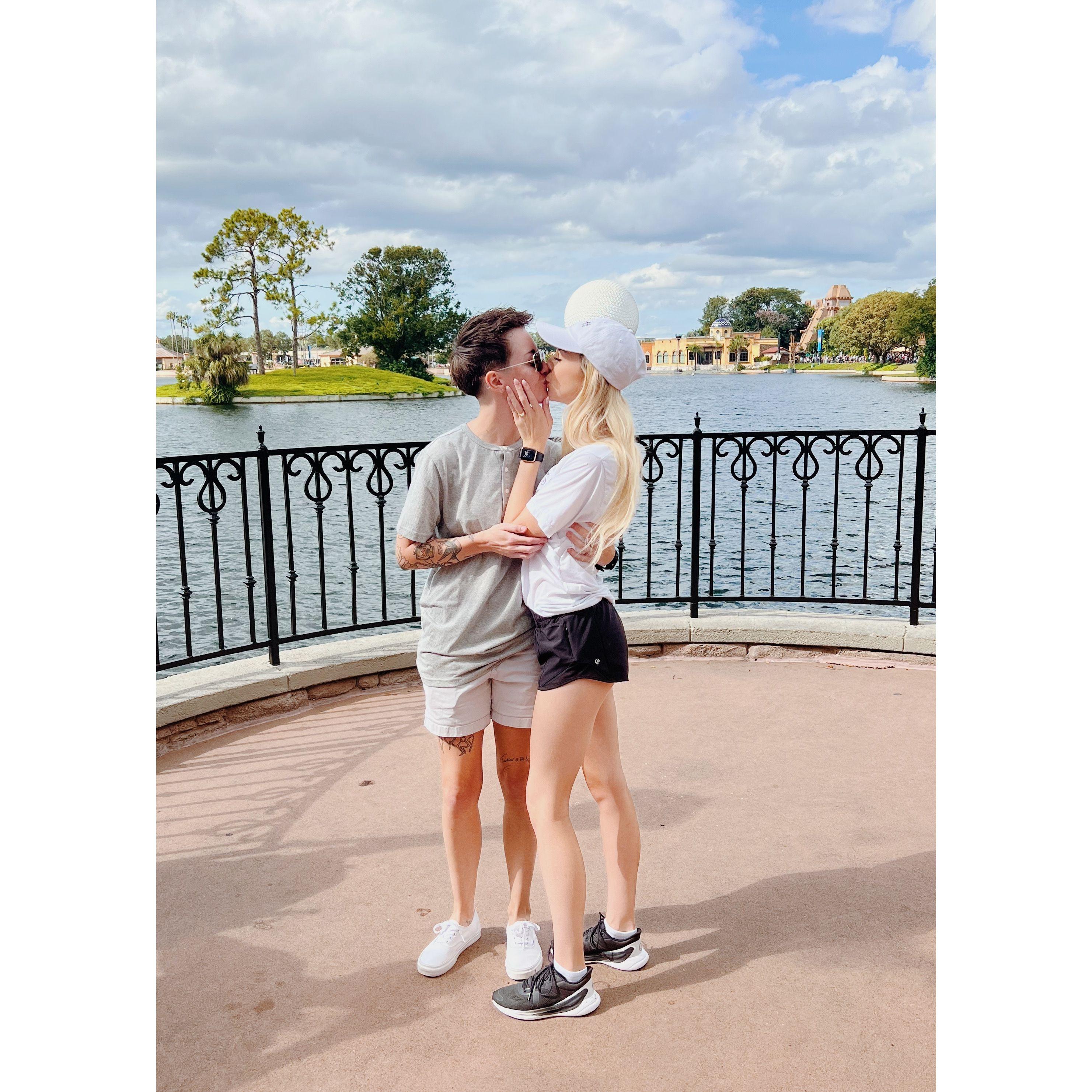 Celebrating at Epcot after the big question! October 4th, 2022