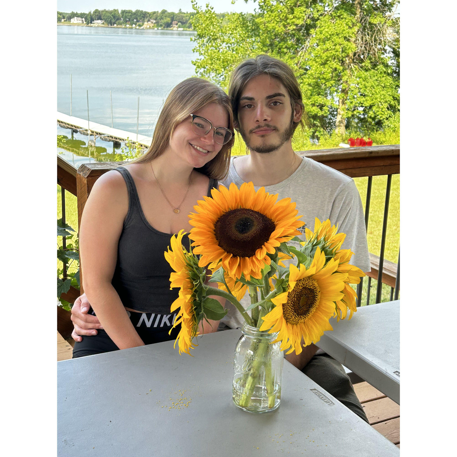 He bought me sunflowers at the cabin and they were stunning