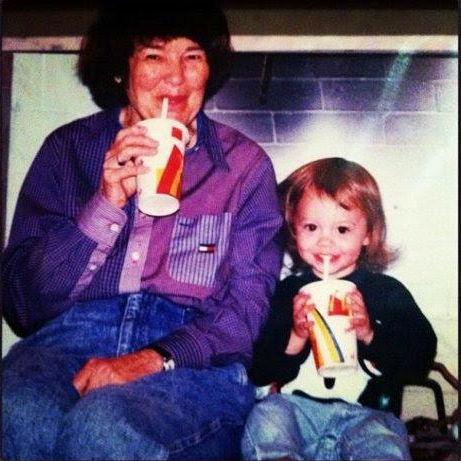 Little Amy sipping on a milkshake with her grandma . . . probably where she got her sweet tooth.