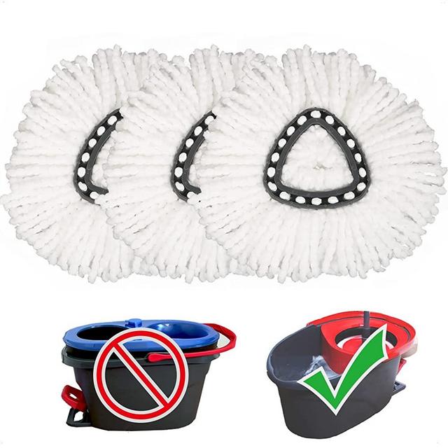 Mop Replace Head [ 3 Pack ] Mop Refills Compatible with Triangle Spin Mop, 100% Microfiber, Deep Cleaning Machine Washable and Easy-to-Replace