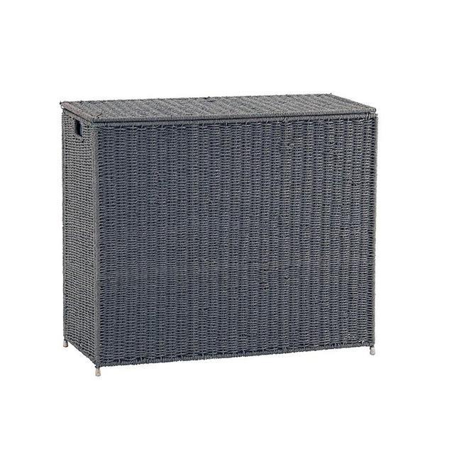 Household Essentials Grey ML-7245 Wicker 3 Compartment Laundry Sorter with Lid | 3 Section Clothes Hamper