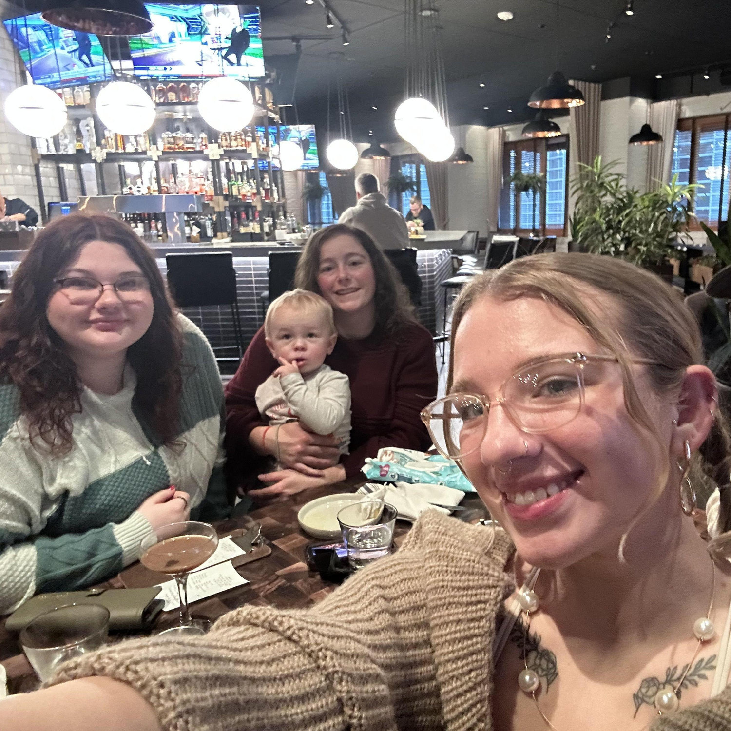Alli, Oden, Shannon, and Sydney at Shannon's birthday lunch