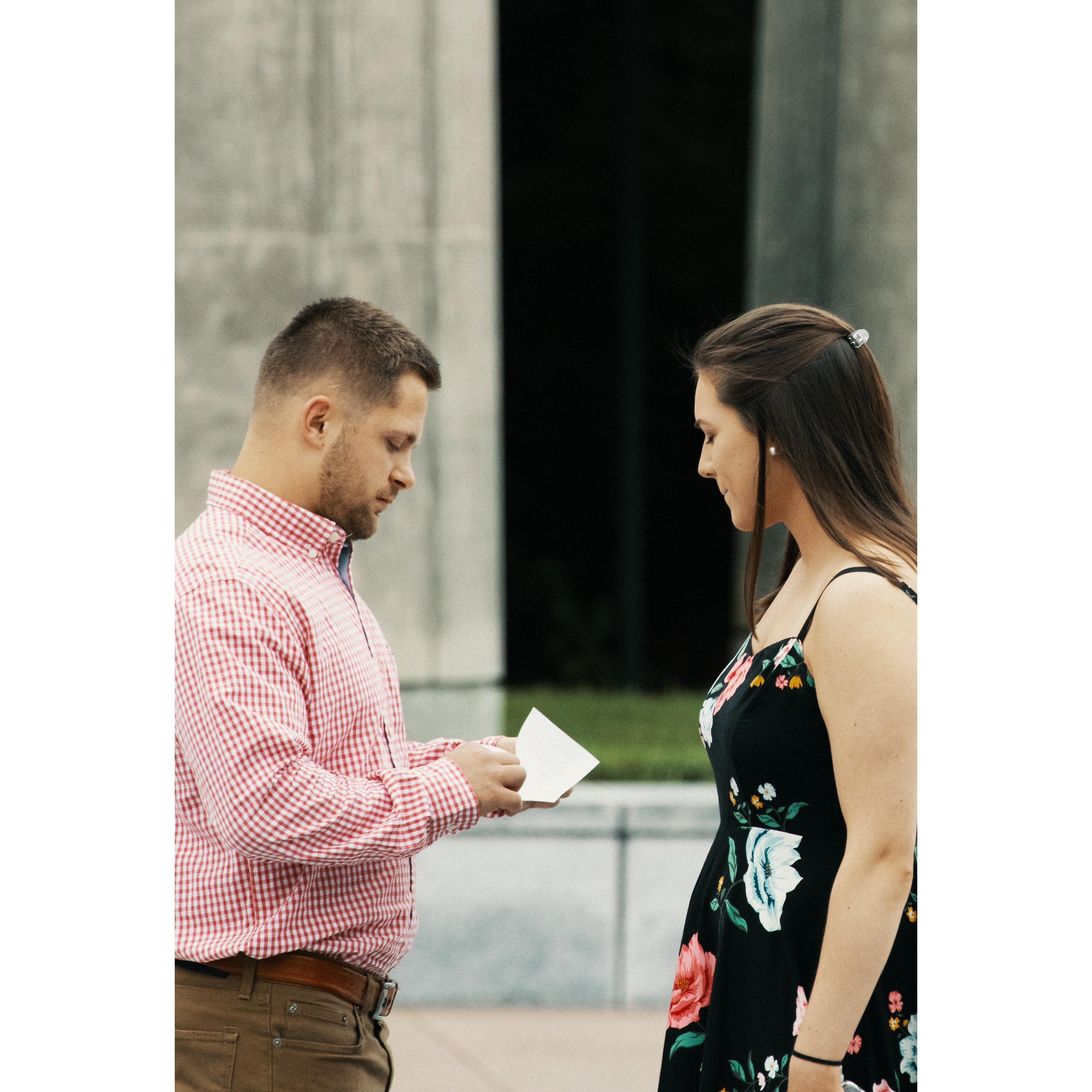 Justin could barely speak during this moment... The start to the proposal!