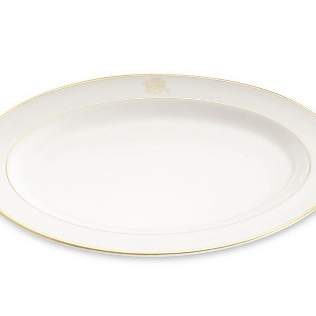 Pickard Signature Monogram Oval Platter, Gold