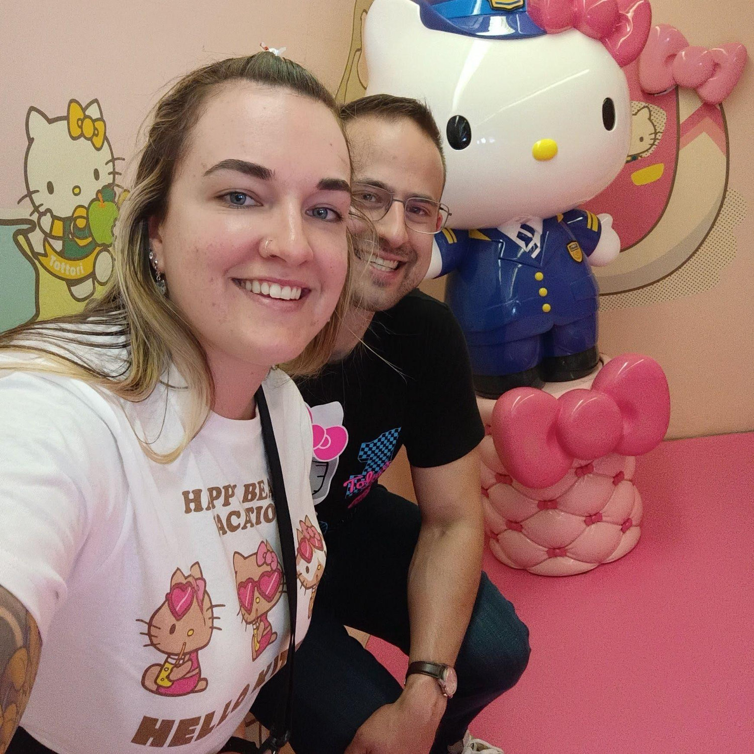 On the Hello Kitty themed Shinkansen in Japan