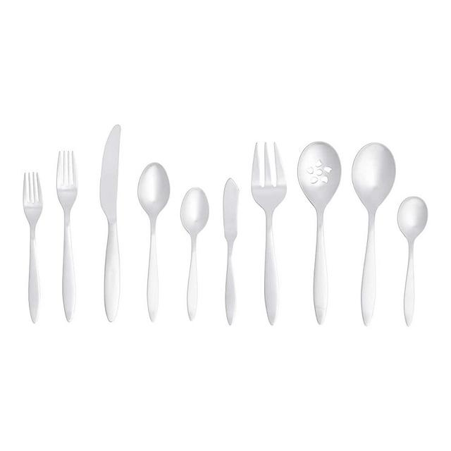 AmazonBasics 65-Piece Stainless Steel Satin Matte Flatware Set, Service for 12